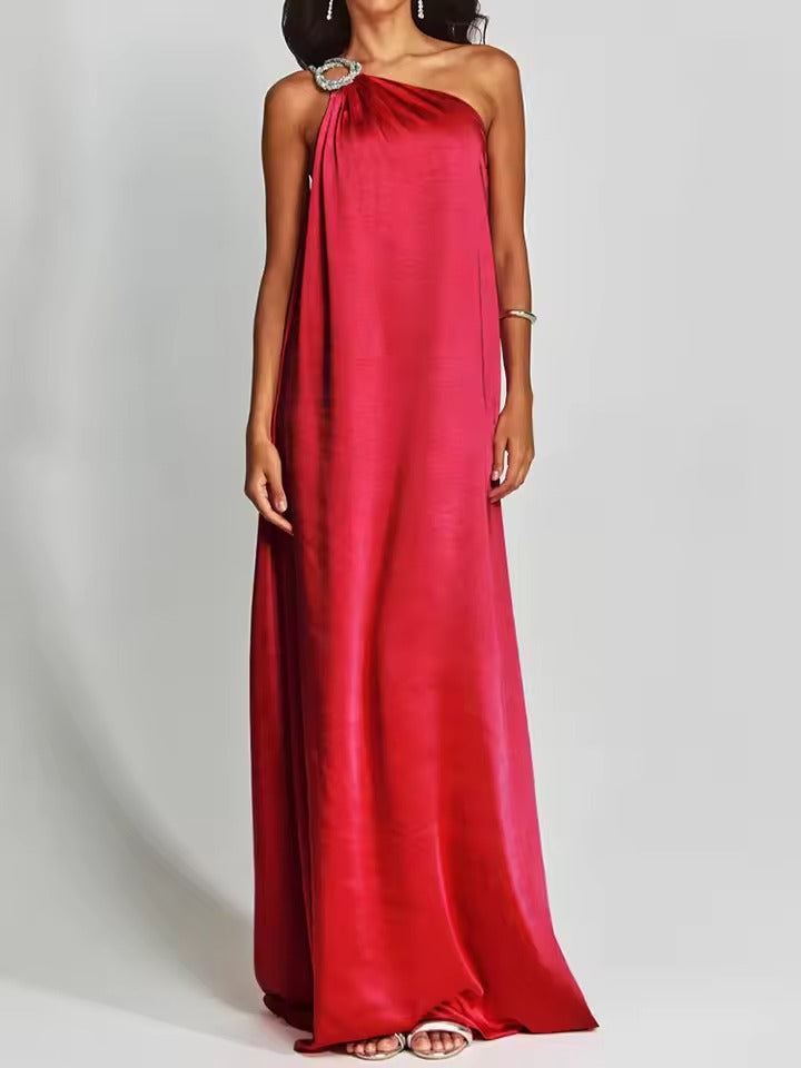 Robe de soirée Simple dos nu à col oblique