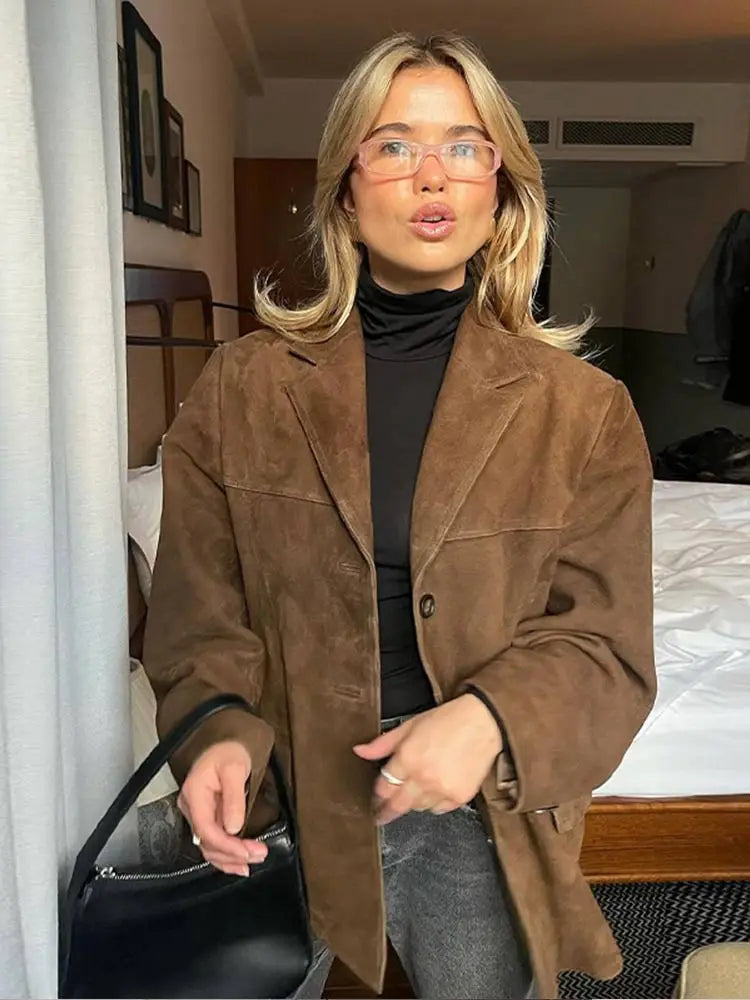 Veste Classique en Suède Élégante