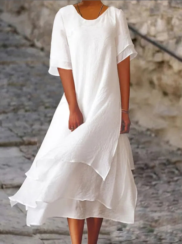 Robe Mi-Longue Femme à Jupe à Étages