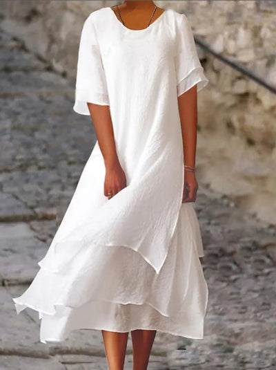 Robe Mi-Longue Femme à Jupe à Étages