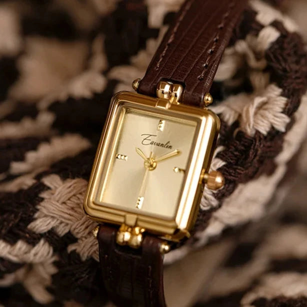 Montre élégante à quartz pour femmes | Cadran doré
