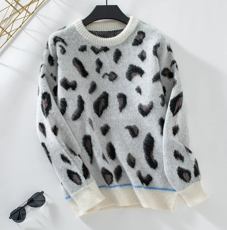 ArtelierDeRoche™ | Pull Jacquard en Laine à Imprimé Léopard