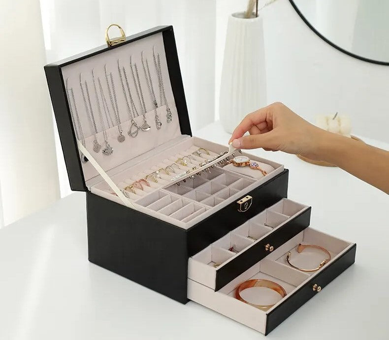 Boîte à bijoux pour femmes | Cuir multicouche