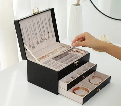 Boîte à bijoux pour femmes | Cuir multicouche
