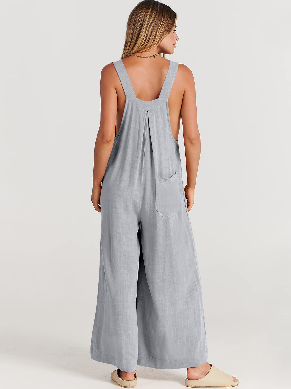 Combinaison Légère à Jambes Larges avec Poches pour Femme
