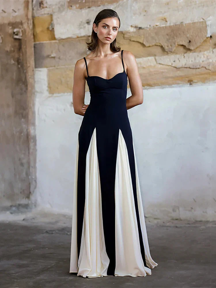 Robe de soirée élégante en patchwork pour femmes | Maxi