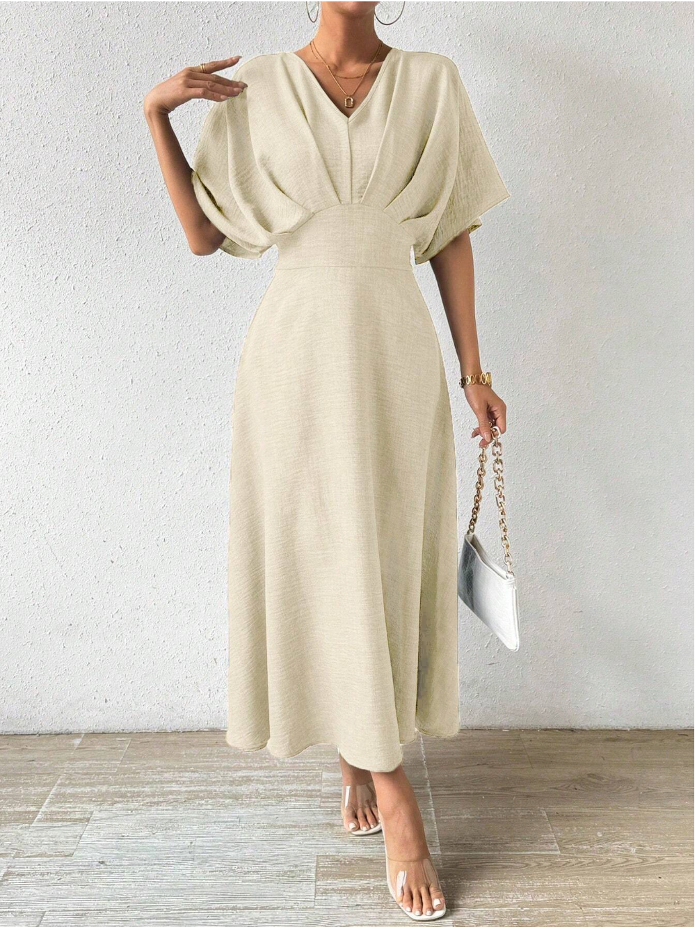 AtelierdeRocheParis | Robe Longue Élégante avec Manches Chauve-Souris