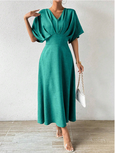 AtelierdeRocheParis | Robe Longue Élégante avec Manches Chauve-Souris