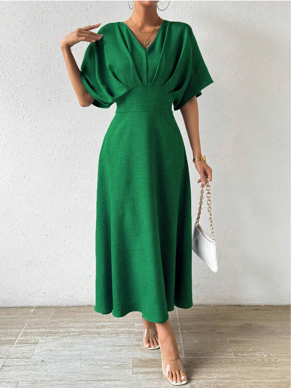 AtelierdeRocheParis | Robe Longue Élégante avec Manches Chauve-Souris