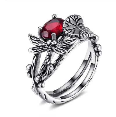Bague libellule Lotus Gem faite à la main