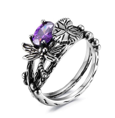 Bague libellule Lotus Gem faite à la main