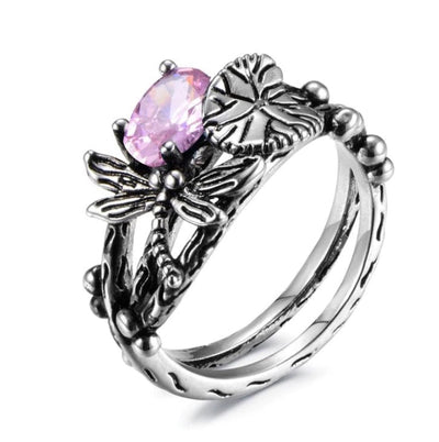 Bague libellule Lotus Gem faite à la main