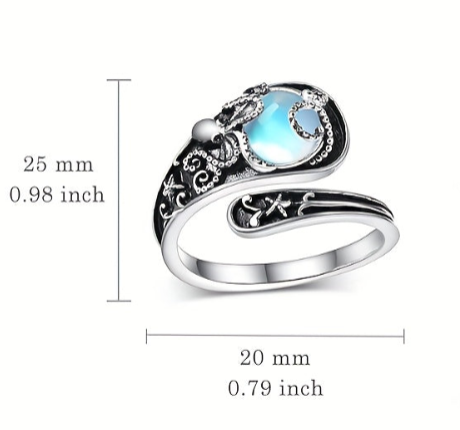 Bague poulpe en pierre de lune