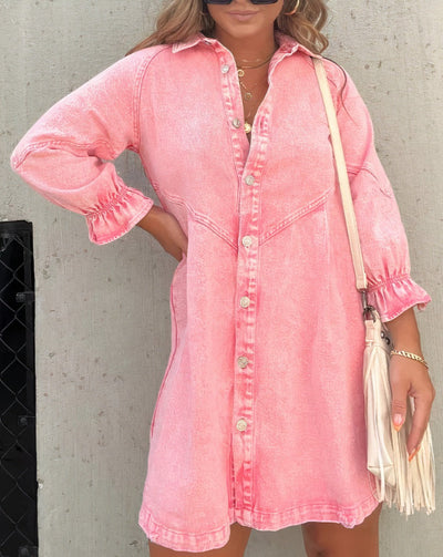 Aiza | Robe Chemise en Jean à Manches Longues