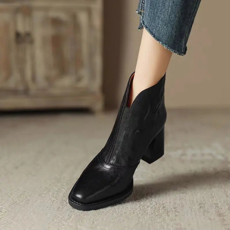 Bottines en Cuir Velouté Aphixta