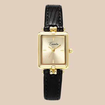 Montre élégante à quartz pour femmes | Cadran doré