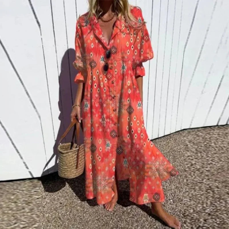 Margaux - Robe d'été boho avec décolleté en V et manches