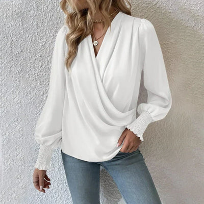 Zendaya | Blouse élégante à manches lanternes et décolleté en V pour femmes