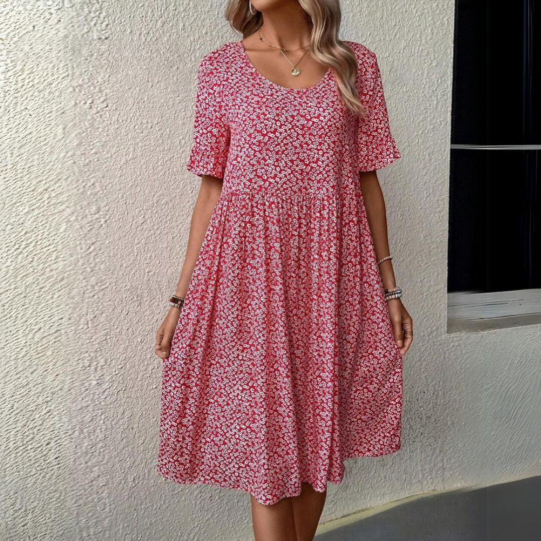 Léa - Robe midi élégante à pois pour toutes les occasions