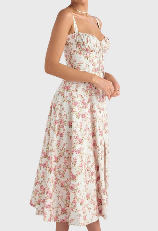 Fabiola - Robe bustier midi avec corsage et bretelles