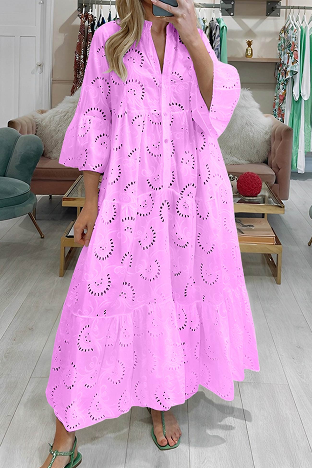 Isha | Robe en coton brodée bohémienne pour femmes