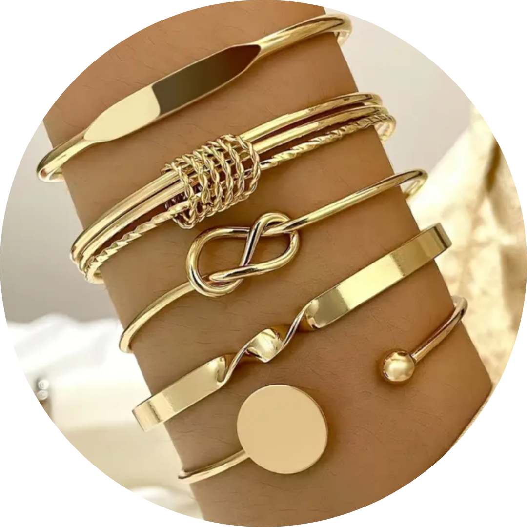 Clara™ | Ensemble de bracelets élégants avec détails de nœuds et finition dorée luxueuse