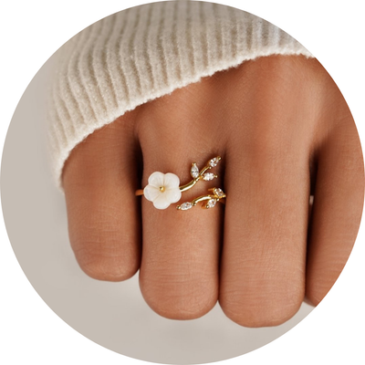 Estela - Bague Fleurs Blanches