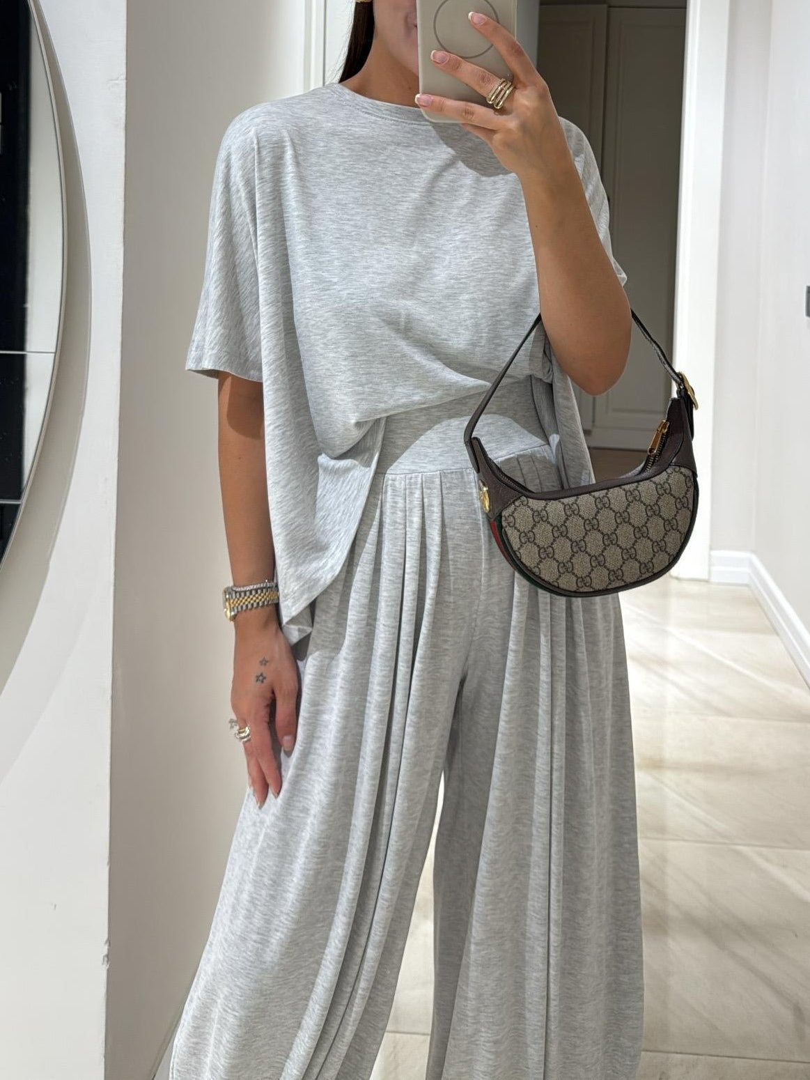 Senna| Ensemble Décontracté Gris Clair avec Haut et Pantalons Amples