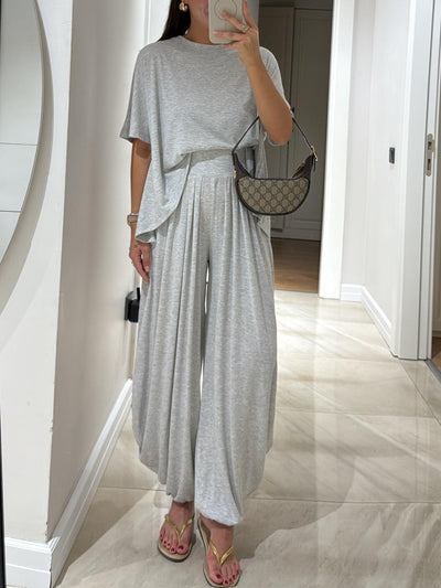 Senna| Ensemble Décontracté Gris Clair avec Haut et Pantalons Amples