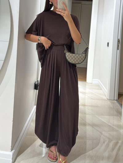 Senna| Ensemble Décontracté Gris Clair avec Haut et Pantalons Amples