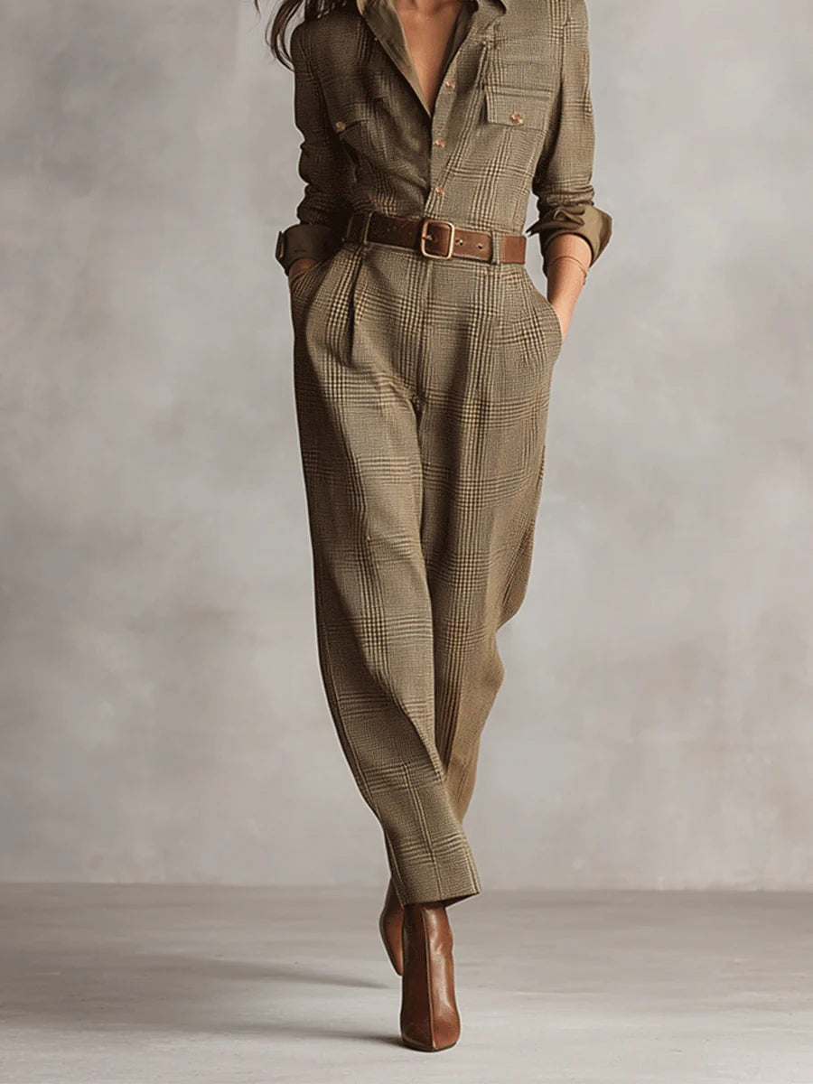 Zoë™ | Combinaison en tweed à carreaux, élégance intemporelle