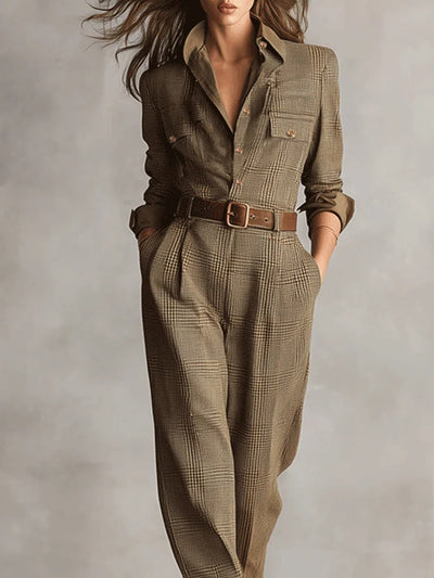 Zoë™ | Combinaison en tweed à carreaux, élégance intemporelle