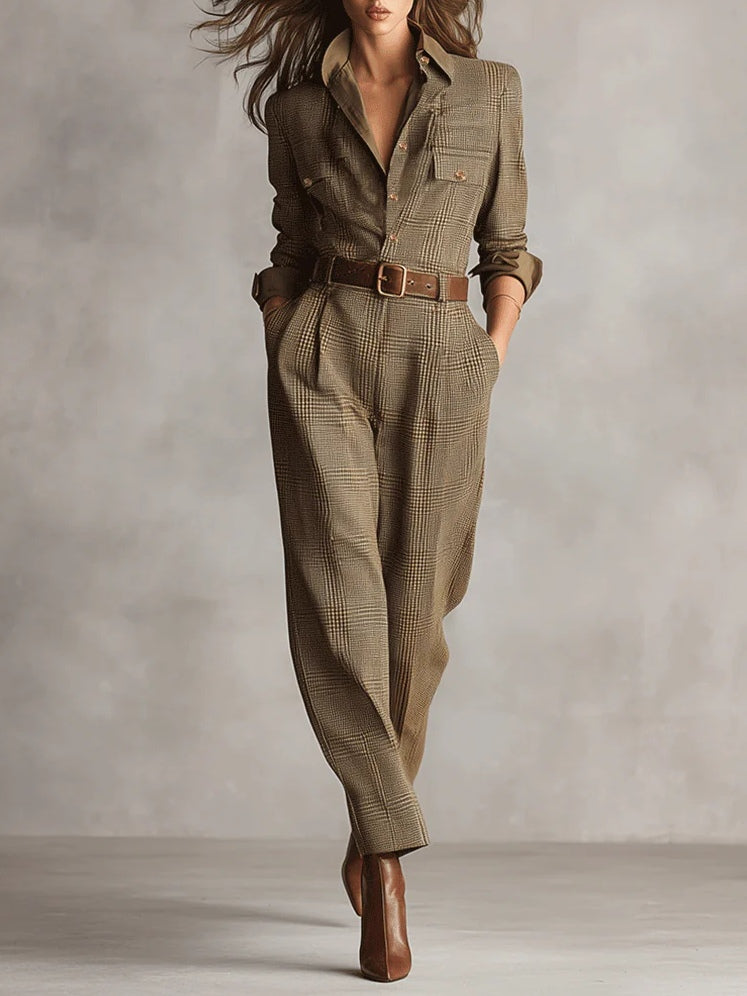 Zoë™ | Combinaison en tweed à carreaux, élégance intemporelle