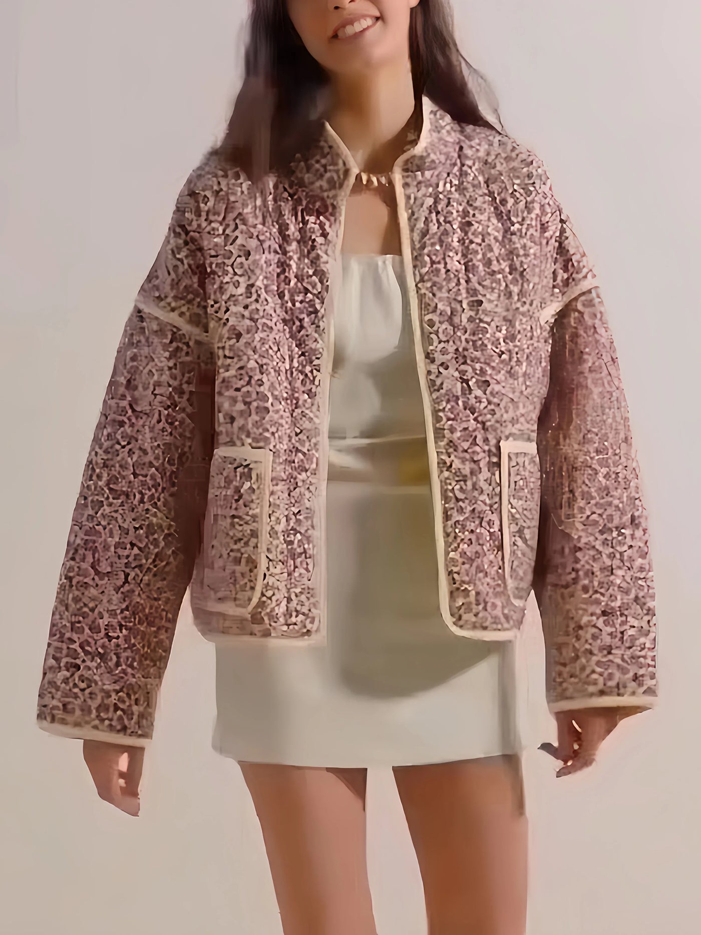 Jaylen | Veste matelassée avec élégance florale bordeaux pour femmes