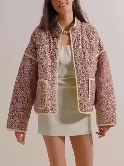 Jaylen | Veste matelassée avec élégance florale bordeaux pour femmes