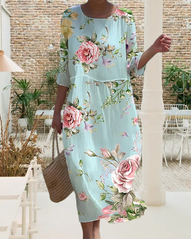 Inès - Robe fleurie élégante en coton premium