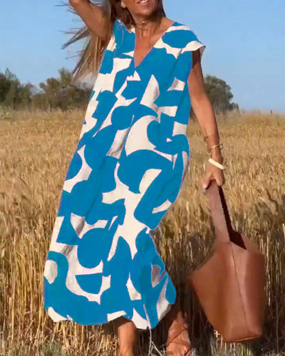 Juliette - Robe maxi col V imprimée et manches papillon