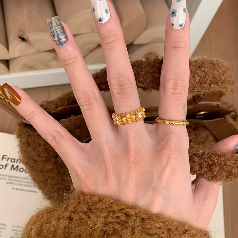 🇫🇷 Bague avec fleur de lys française en vieil or