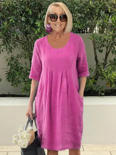 Inès - Robe décontractée en coton mélangé à coupe ample