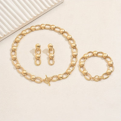 Ensemble élégant 3 pièces – Collier, bracelet et boucles d’oreilles à maillons