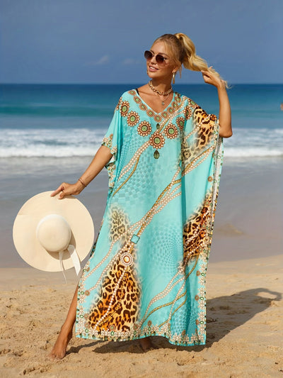 Rose - Maxi robe à fleurs léopard pour les looks d'été