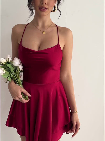 Alma - Robe d'Été en Satin pour Femme Élégante avec Bretelles