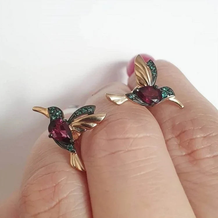 Boucles d'oreilles oiseaux en zirconium mixte