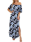 Encre florale bleue