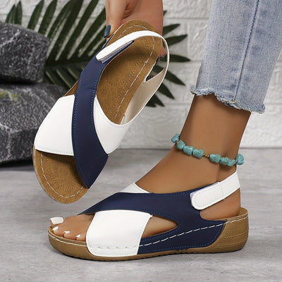 Sandales Femme à Deux Tons et Talon Compensé