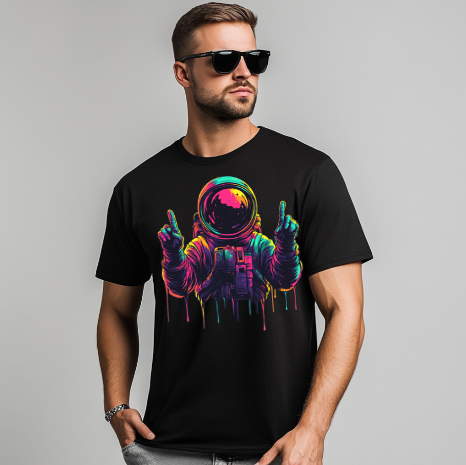 T-shirt homme en coton à imprimé graphique astronaute, style décontracté - Dorian