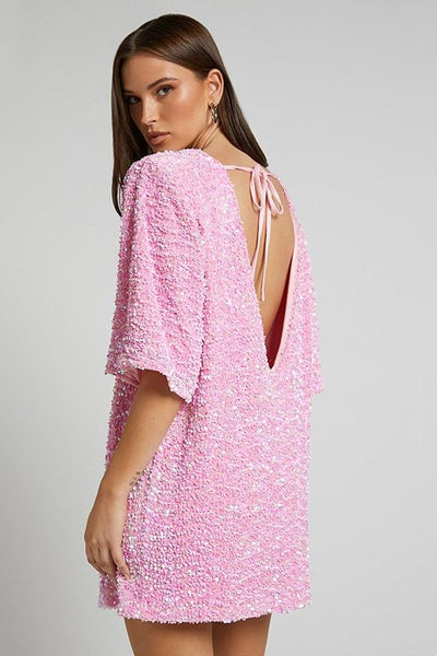 Ann | Robe Mini à Paillettes Dos Nu pour Femme