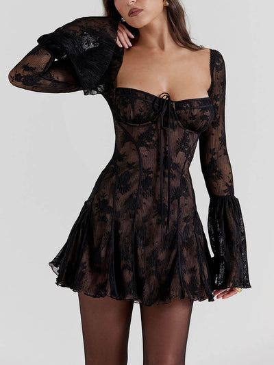 Vida – Robe Midi en Dentelle Corsetée Élégante et Structurée