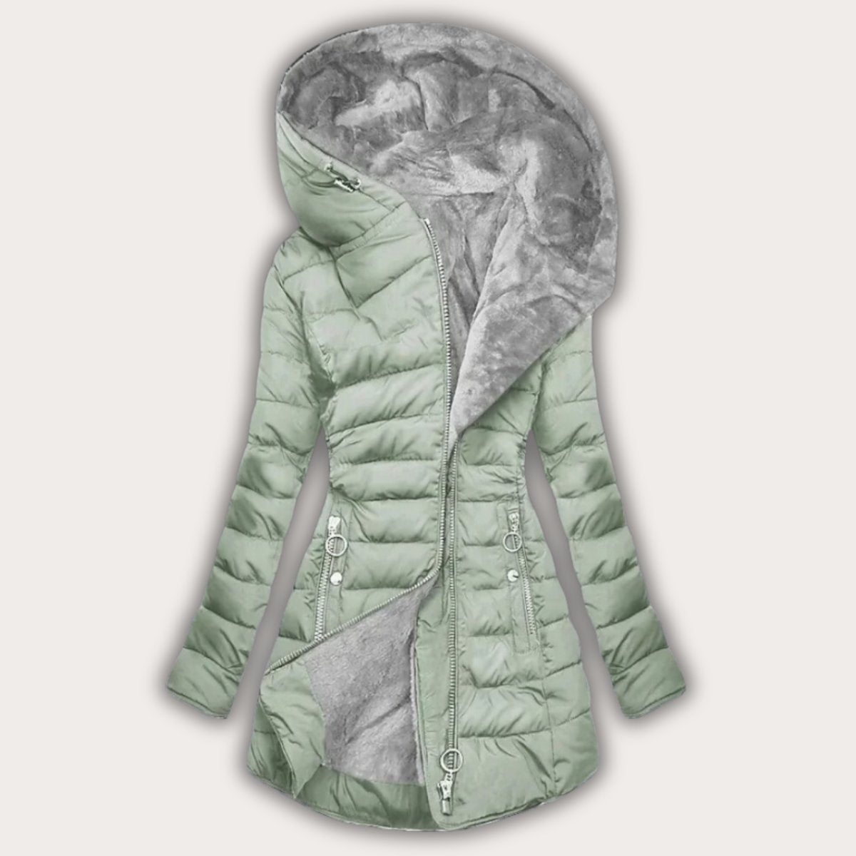 Manteau doudoune asymétrique à capuche élégant