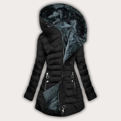 Manteau doudoune asymétrique à capuche élégant